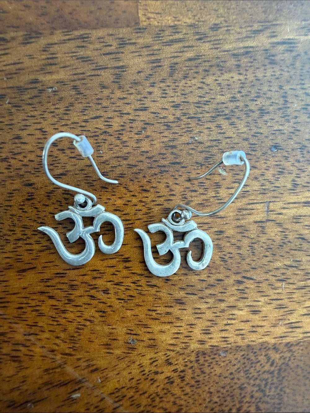 Sterling Silver Om Symbol Hook Earrings